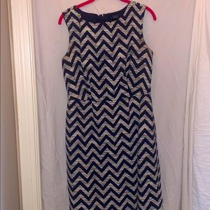 Navy blue and white chevron Limited dress